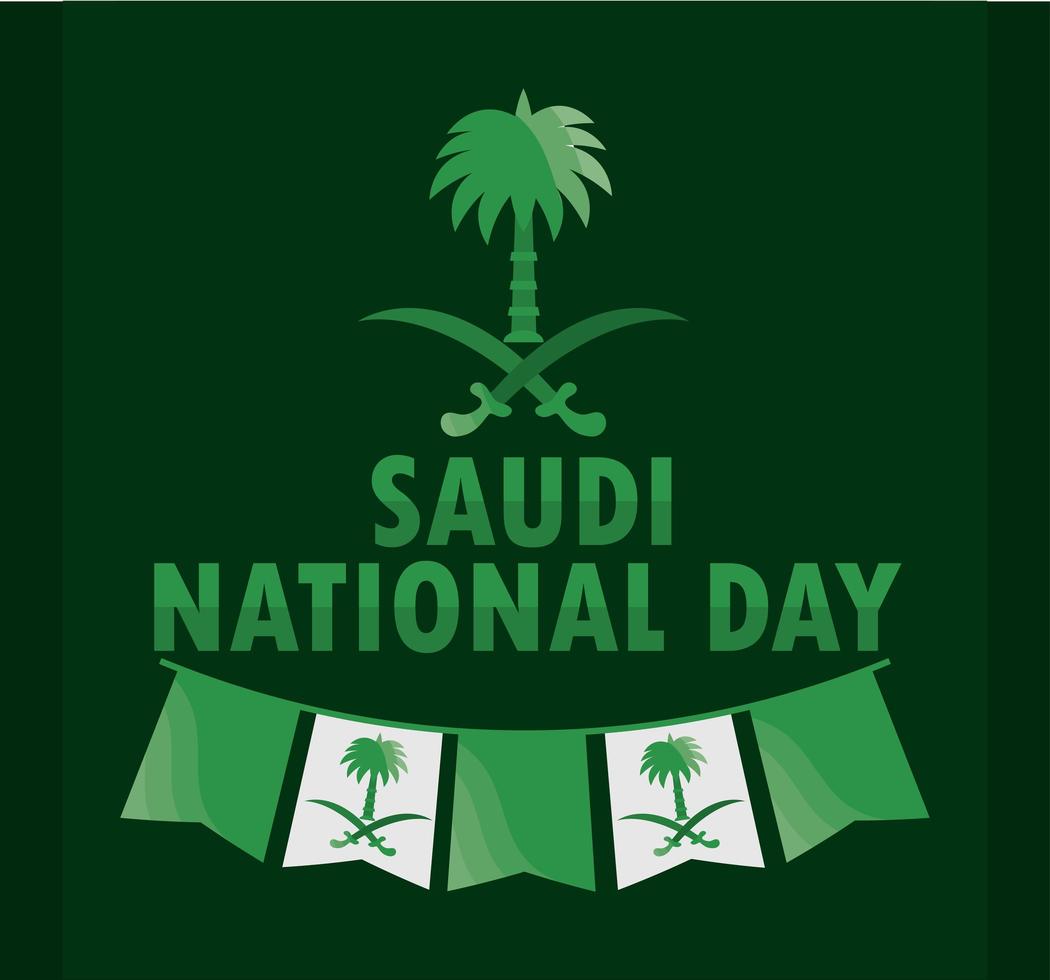Saudiarabiens dag grönt kort vektor