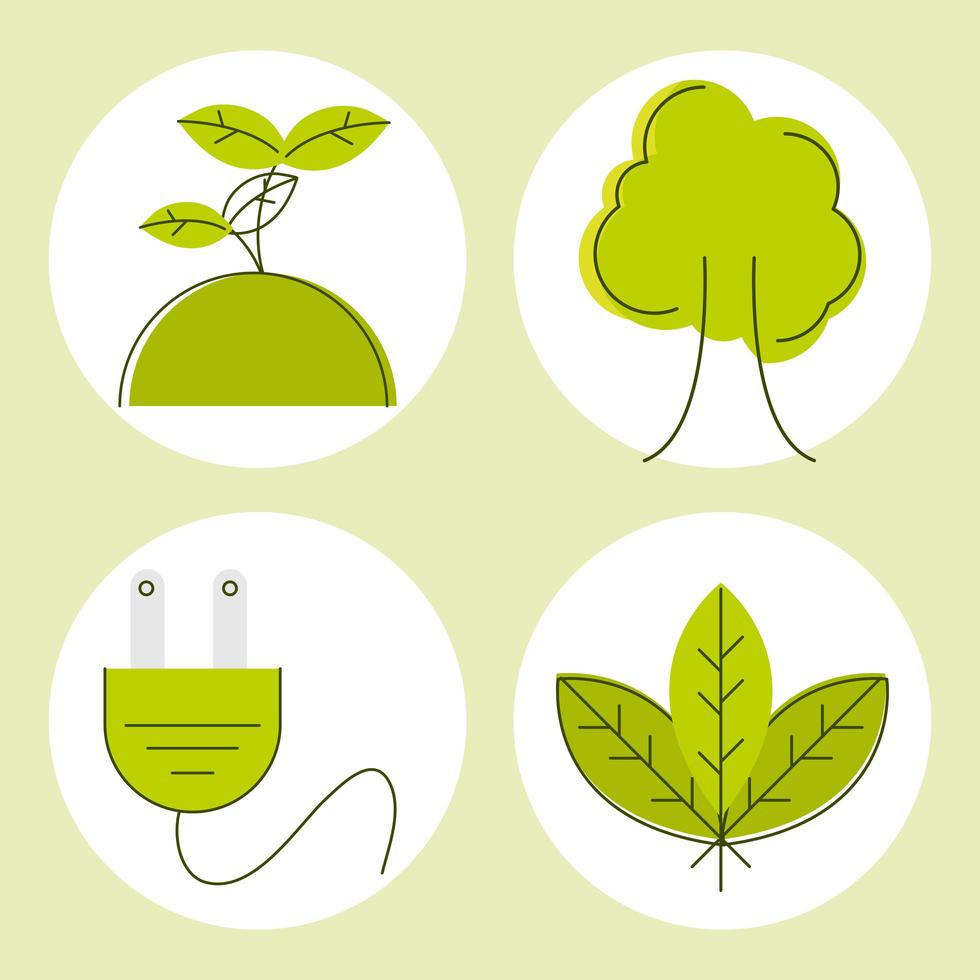 grön energi och ekologi ikoner vektor