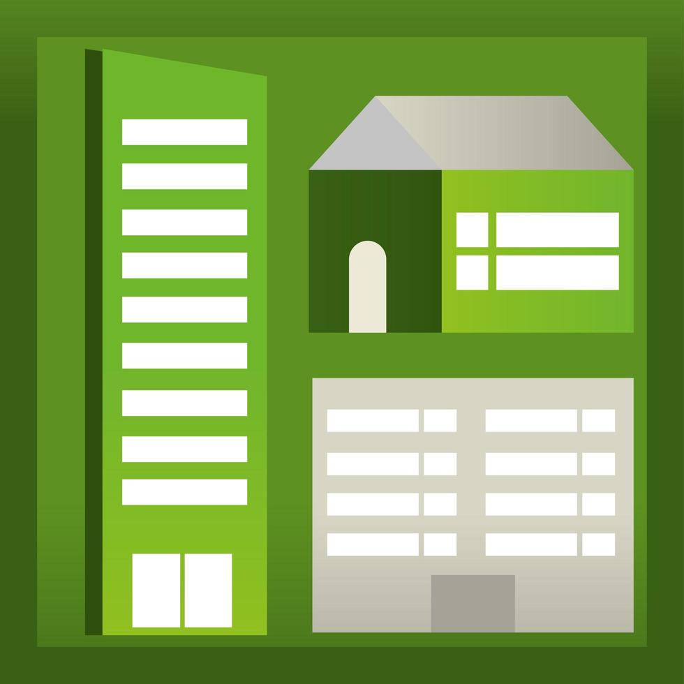 gröna ekologiska byggnader vektor