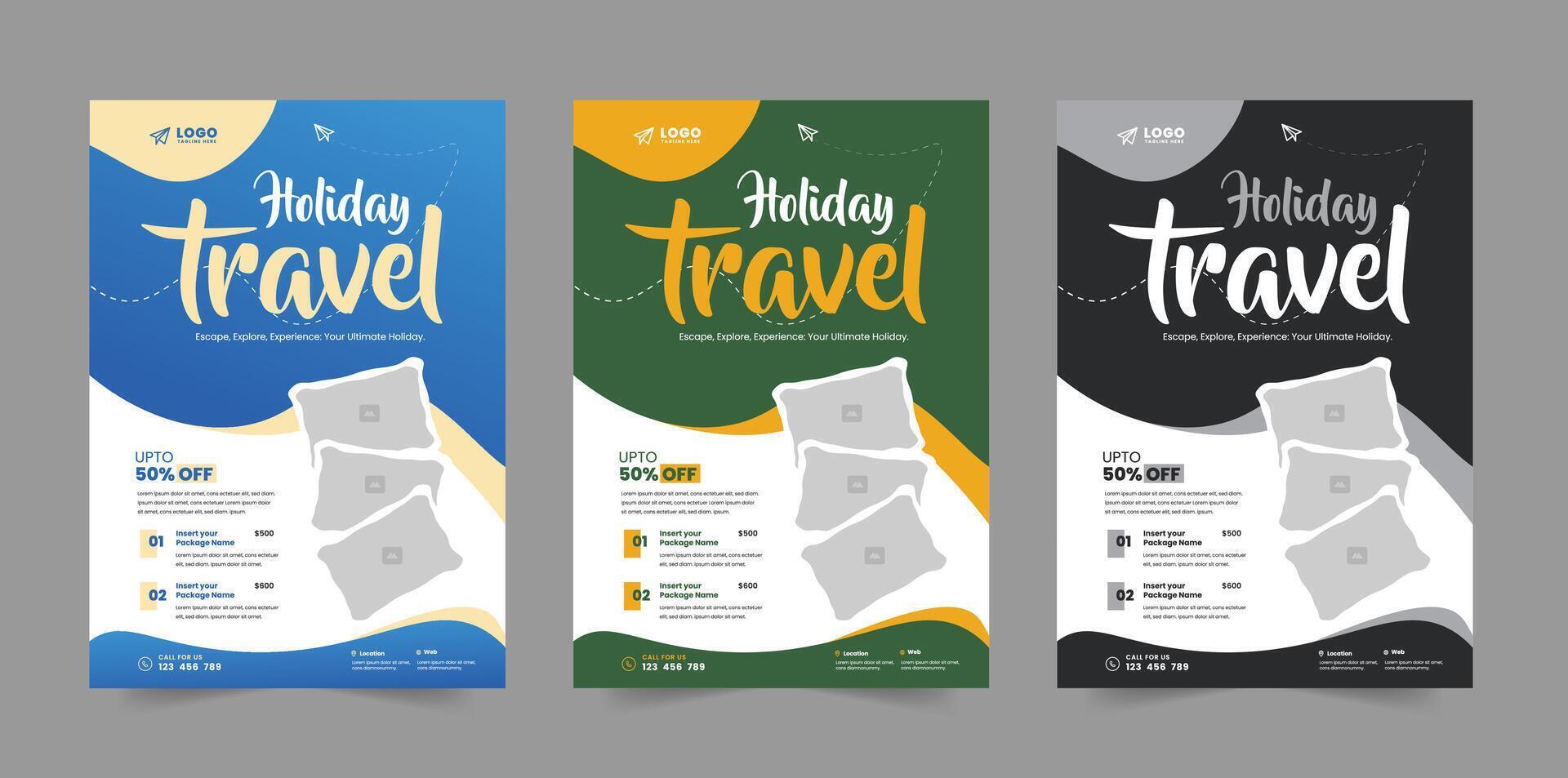Reise Flyer Layout Design zum Reise Agentur vektor