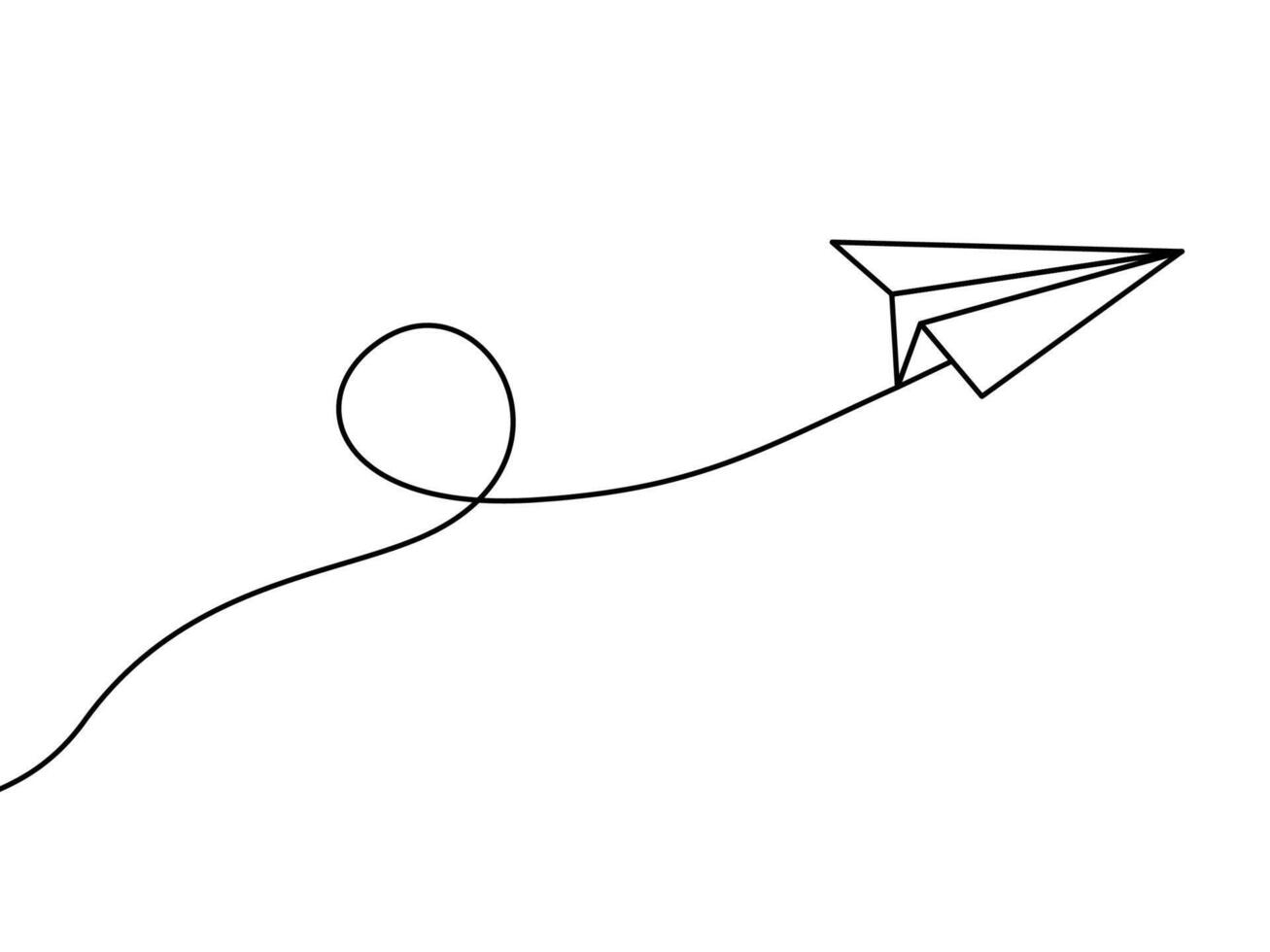 papper plan med prickad linje. linjär ikon origami papper flygplan. handgjort flygplan. resa, rutt symbol. vektor illustration.