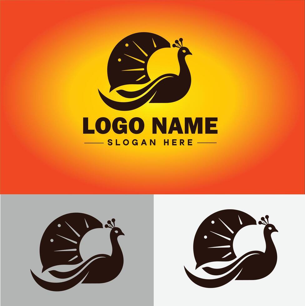 påfågel logotyp lyx stil ikon företag varumärke företag påfågel logotyp mall redigerbar vektor