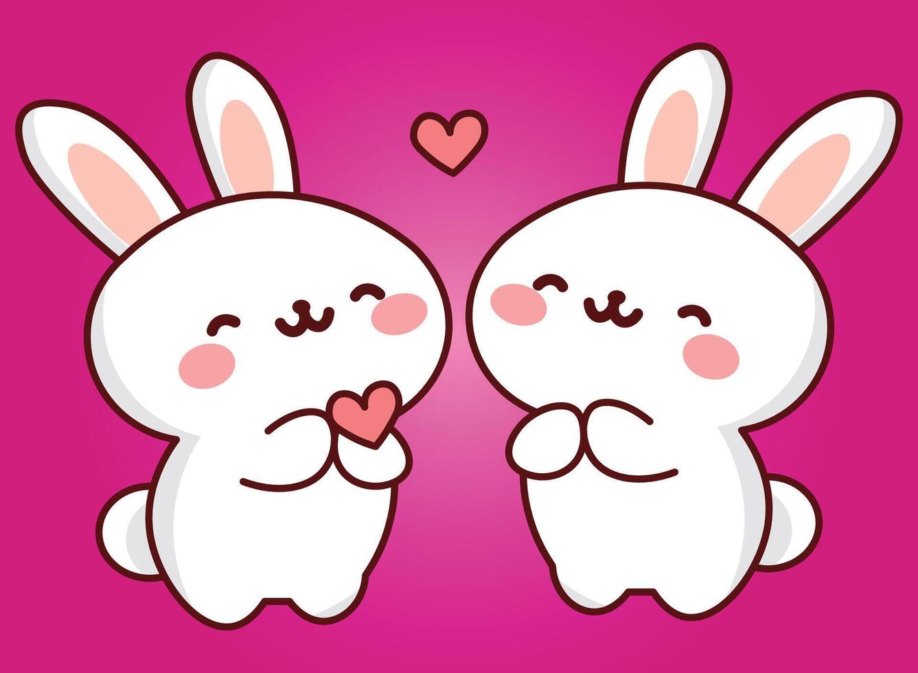 süß Kaninchen, mit Herz, Vektor Illustration, zum gewebte Hintergründe Muster, wiederholen, Paar von Hasen