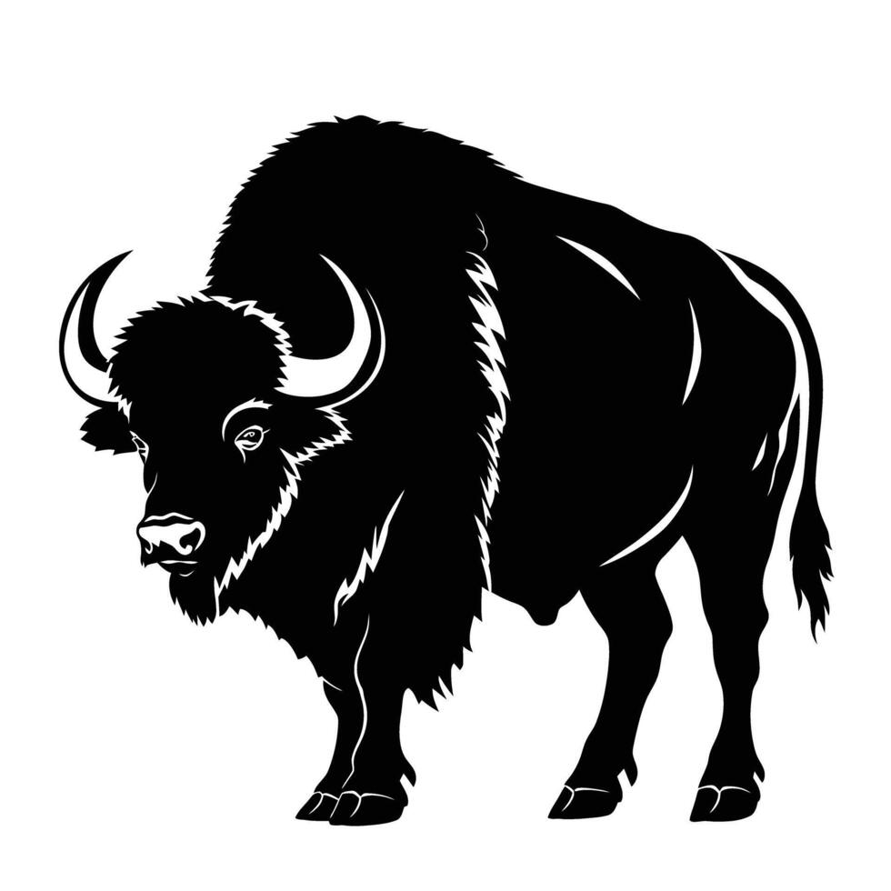 ai genererad silhuett buffel full kropp svart Färg endast vektor