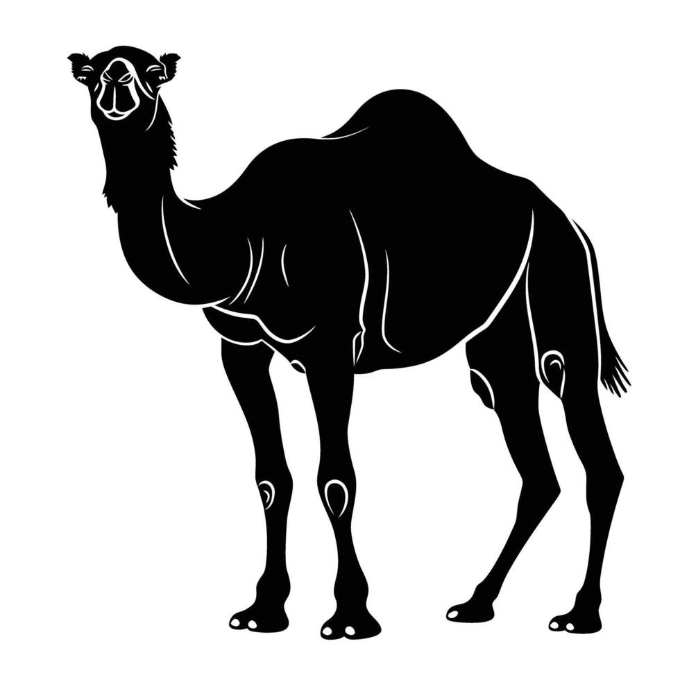 ai generiert Silhouette Kamel voll Körper schwarz Farbe nur vektor