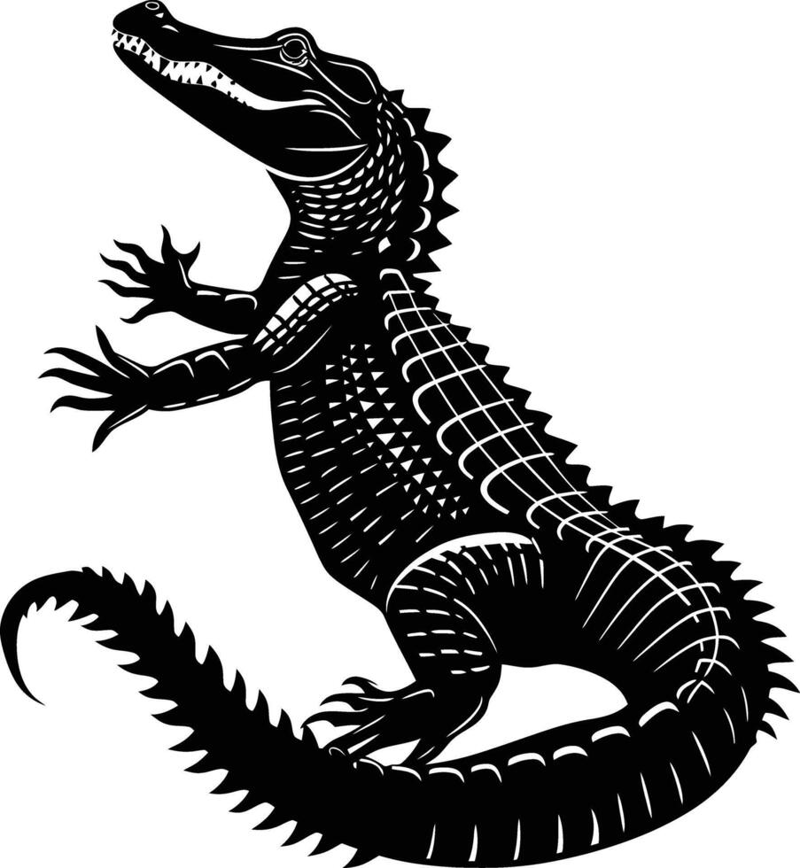 ai generiert Silhouette Krokodil schwarz Farbe nur vektor