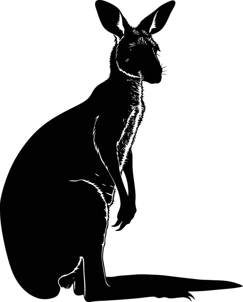 ai genererad silhuett känguru svart Färg endast vektor
