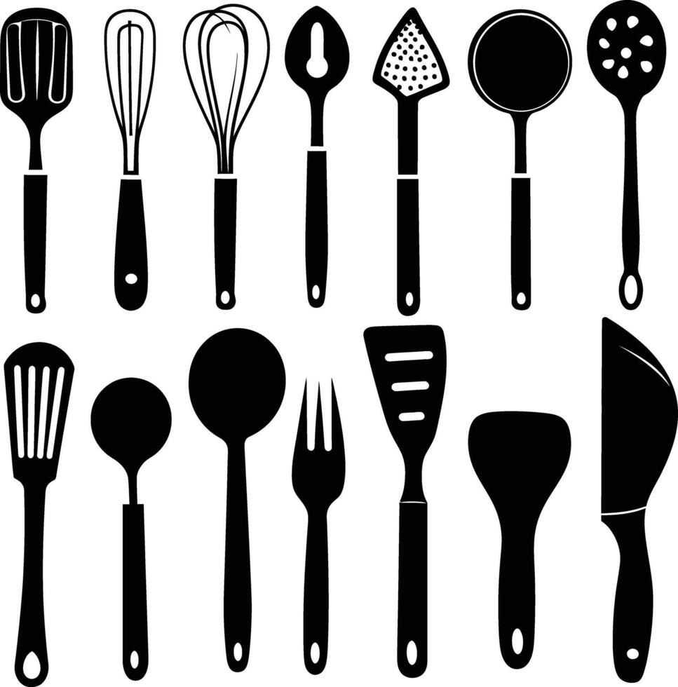 ai generiert Silhouette Küche Utensil schwarz Farbe nur vektor