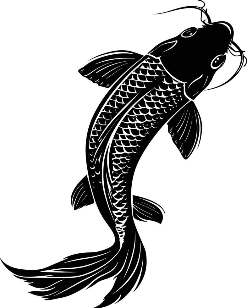 ai generiert Silhouette Koi Fisch schwarz Farbe nur vektor