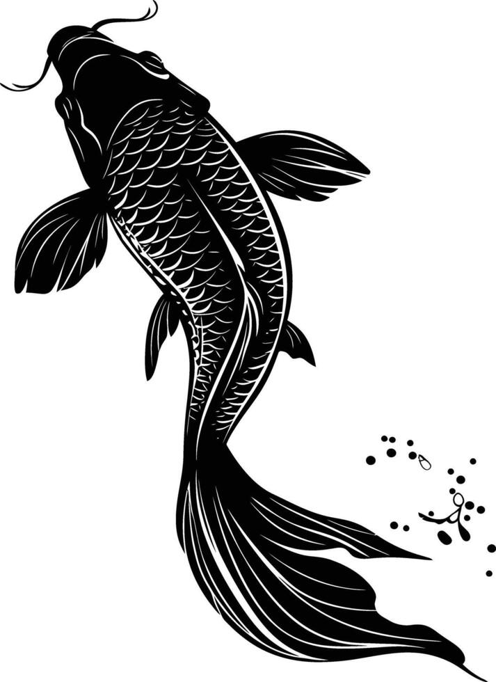 ai generiert Silhouette Koi Fisch schwarz Farbe nur vektor