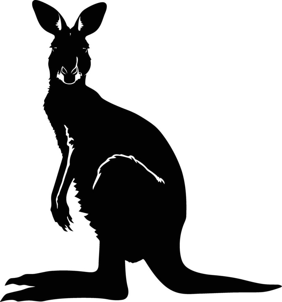 ai genererad silhuett känguru svart Färg endast vektor
