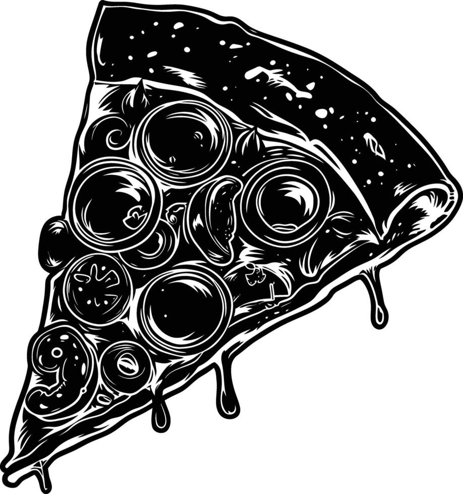 ai genererad silhuett pizza svart Färg endast vektor
