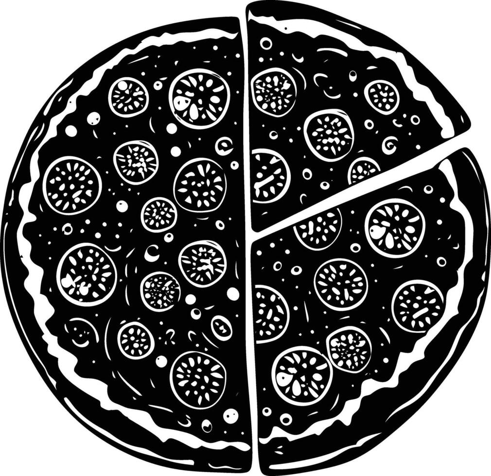 ai generiert Silhouette Pizza schwarz Farbe nur vektor