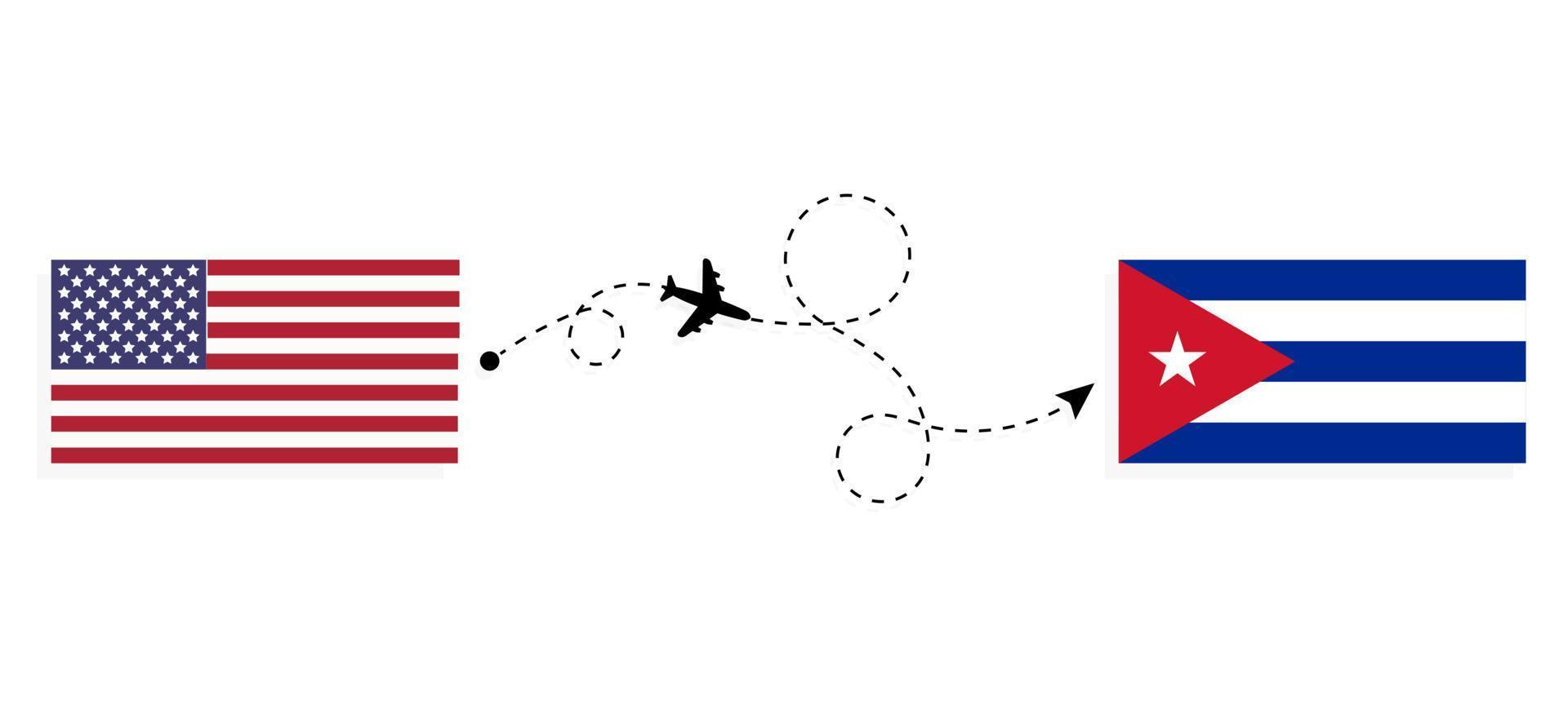 flyg och resa från usa till kuba med passagerarflygplan vektor