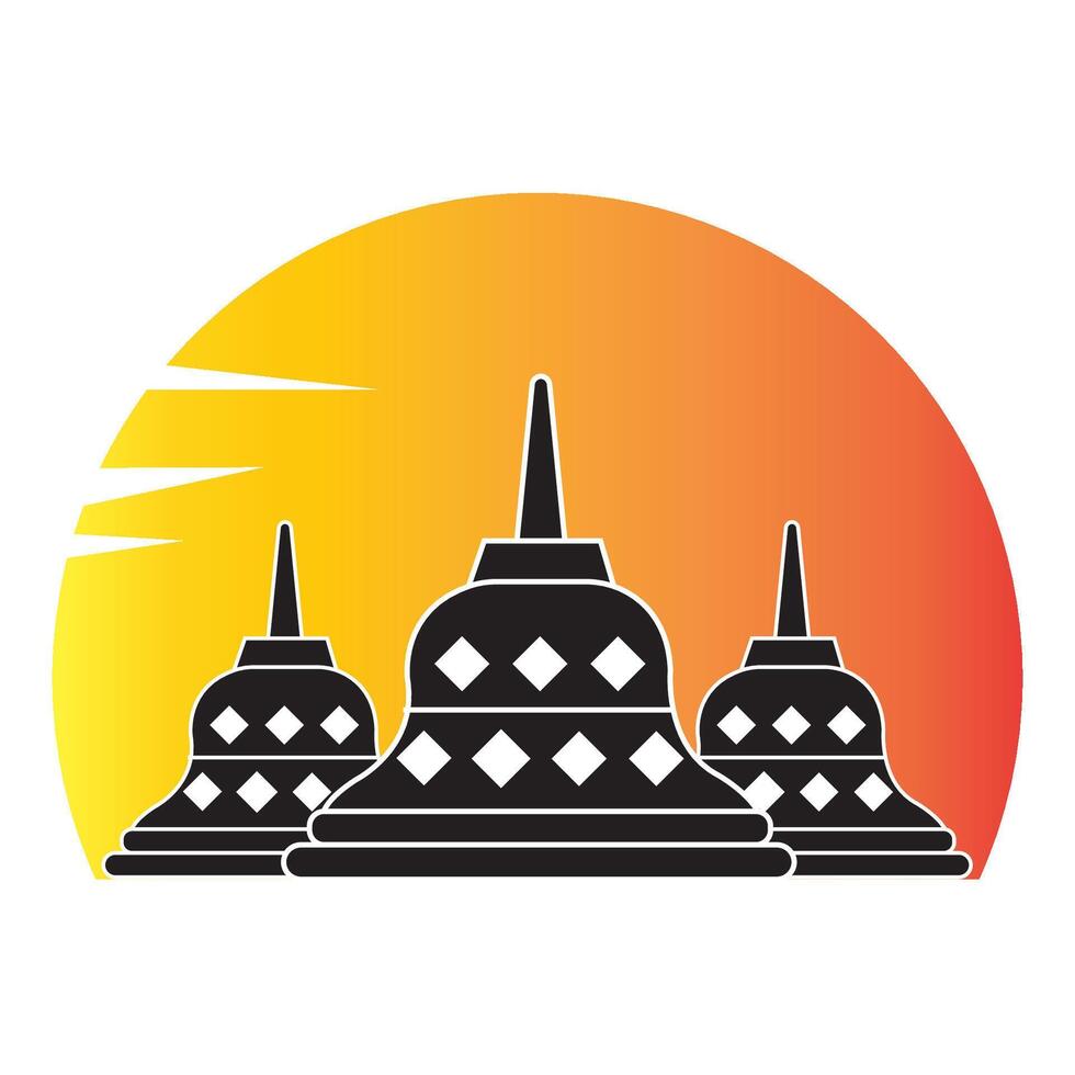 Borobudur-Tempel-Symbol-Logo-Vektor-Design-Vorlage vektor