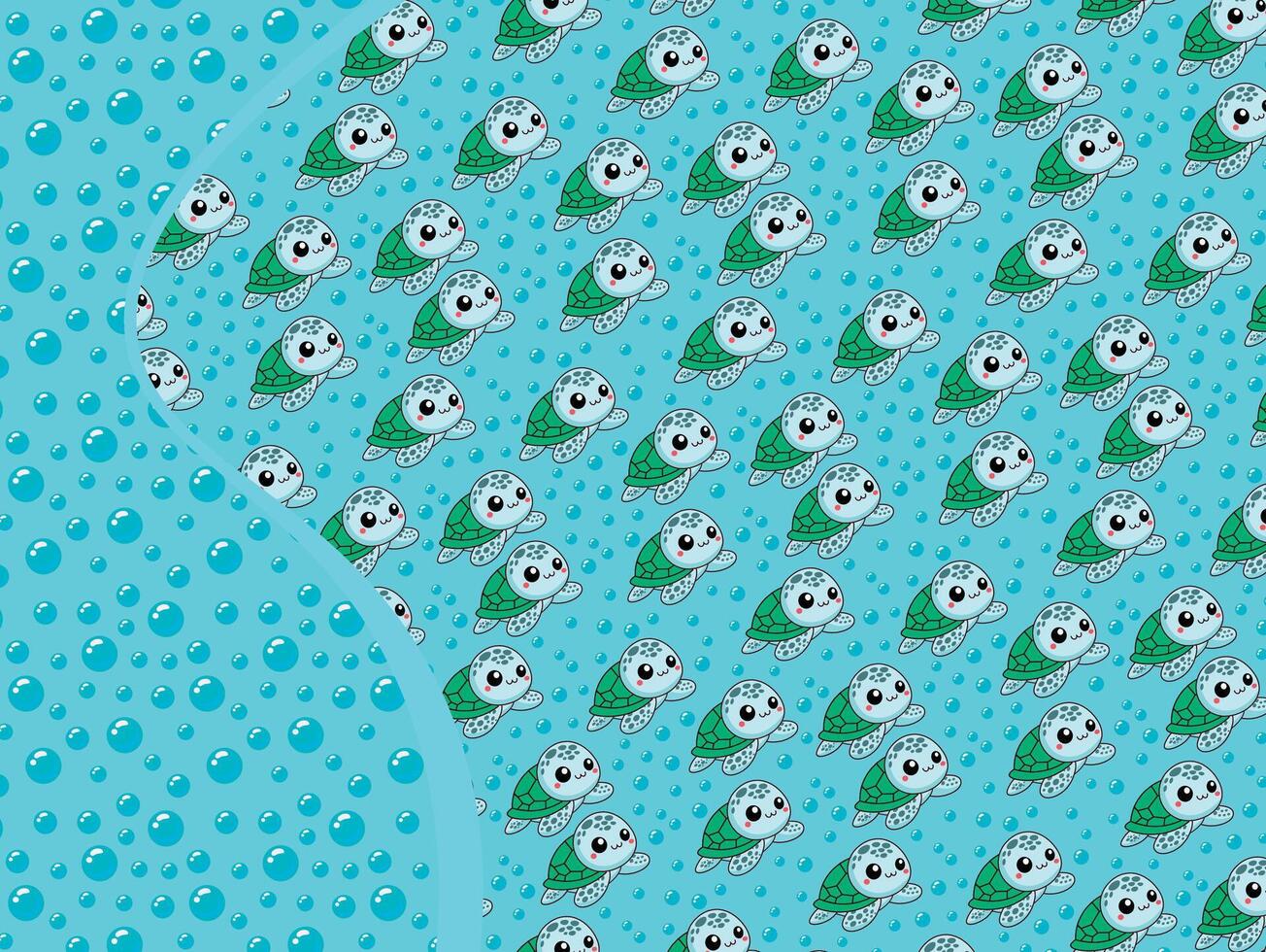 bebis hav sköldpadda söt mönster bakgrund vektor i nyanser av blå