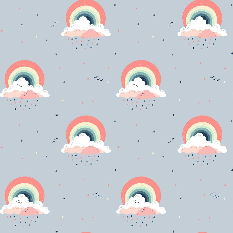 nahtlos kindisch Muster mit Fantasie Regenbögen. kreativ Kinder Textur zum Stoff, Verpackung, Textil, Hintergrund. vektor