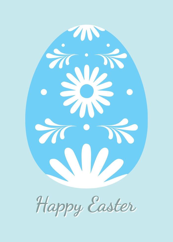 påsk blå ägg med dekorativ design, på bakgrund med brev vektor