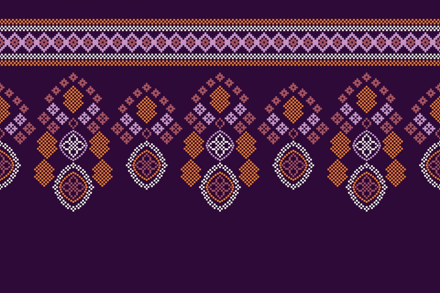 etnisk geometrisk tyg mönster korsa stitch.ikat broderi etnisk orientalisk pixel mönster violett lila bakgrund. abstrakt, vektor, illustration. textur, kläder, dekoration, motiv, siden tapet. vektor