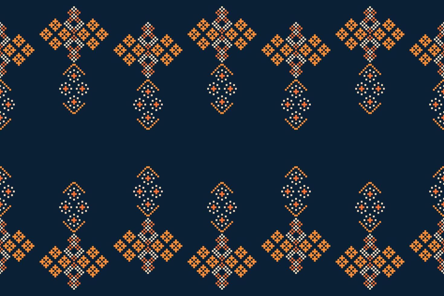 etnisk geometrisk tyg mönster korsa stitch.ikat broderi etnisk orientalisk pixel mönster Marin blå bakgrund. abstrakt, vektor, illustration. textur, kläder, halsduk, dekoration, motiv, siden tapet. vektor