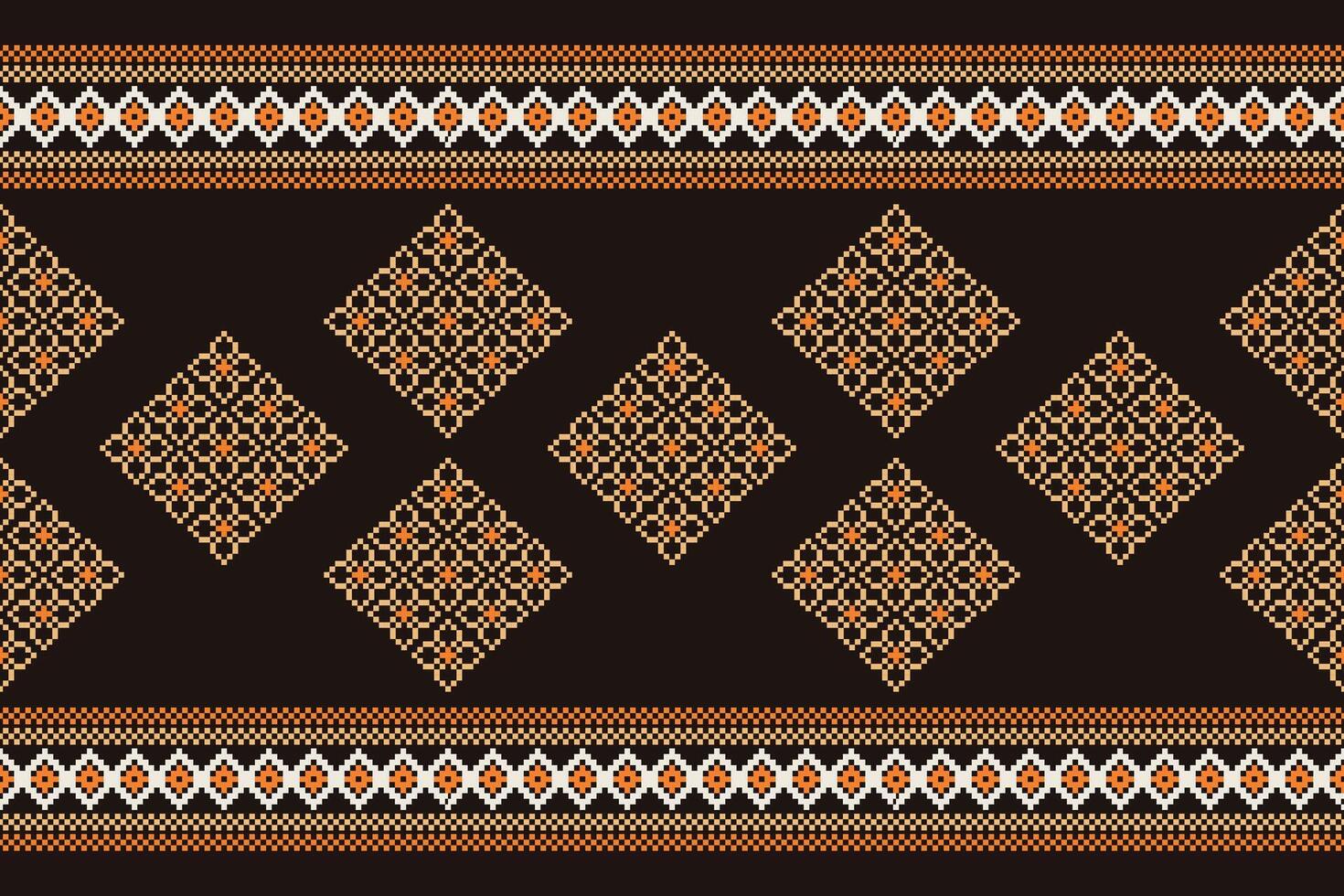 ethnisch geometrisch Stoff Muster Kreuz Stich.ikat Stickerei ethnisch orientalisch Pixel Muster braun Hintergrund. abstrakt, vektor, illustration. Textur, Kleidung, Schal, Dekoration, Motive, Seide Hintergrund. vektor