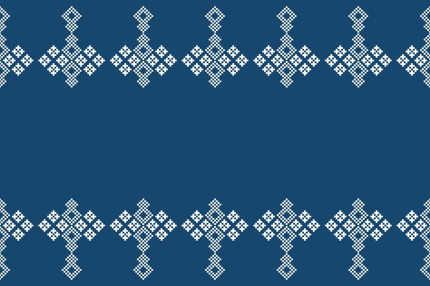 ethnisch geometrisch Stoff Muster Kreuz Stich.ikat Stickerei ethnisch orientalisch Pixel Muster Marine Blau Hintergrund. abstrakt, vektor, illustration. Textur, Kleidung, Schal, Dekoration, Motive, Seide Hintergrund. vektor