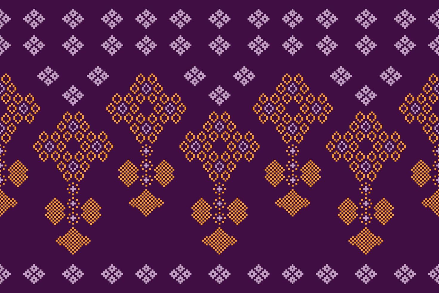 ethnisch geometrisch Stoff Muster Kreuz Stich.ikat Stickerei ethnisch orientalisch Pixel Muster violett lila Hintergrund. abstrakt, vektor, illustration. Textur, Kleidung, Dekoration, Motive, Seide Hintergrund. vektor