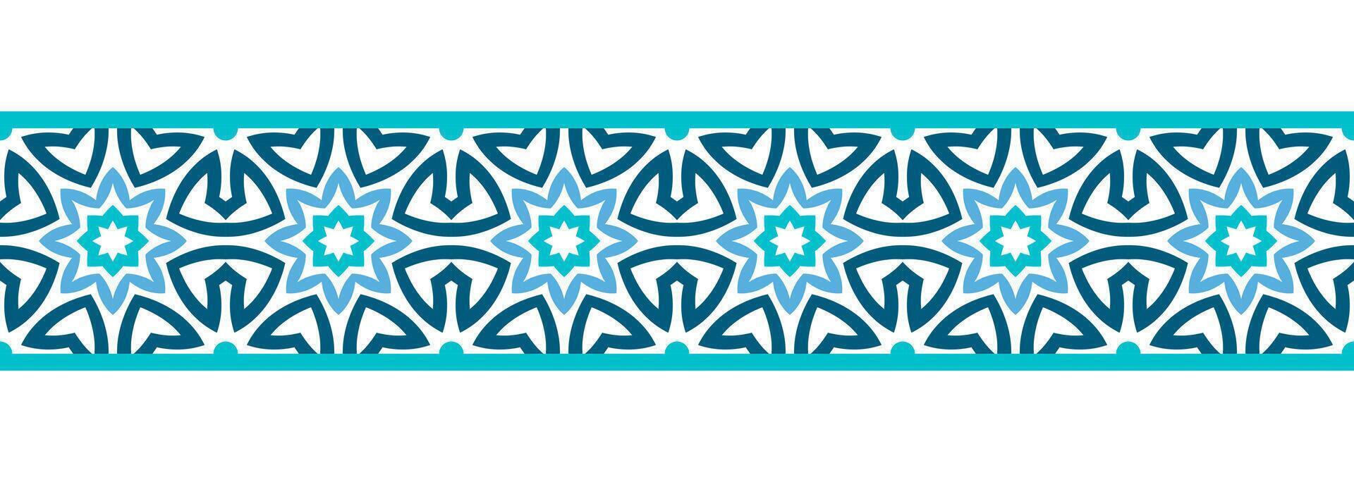 gräns linje sömlös bakgrund. dekorativ design sömlös dekorativ mosaik- gräns mönster. islamisk, indian, arabicum motiv. abstrakt blomma. vektor illustration