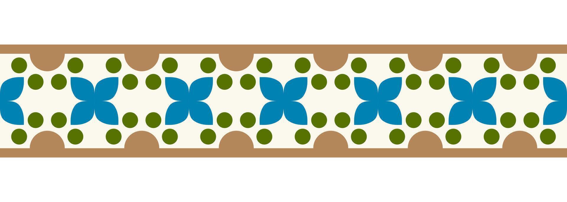 gräns linje sömlös bakgrund. dekorativ design sömlös dekorativ mosaik- gräns mönster. islamisk, indian, arabicum motiv. abstrakt blomma. vektor illustration