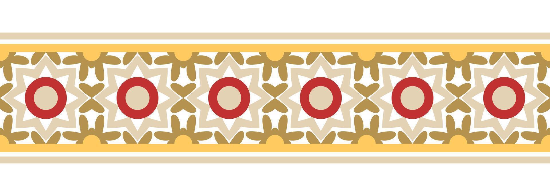 gräns linje sömlös bakgrund. dekorativ design sömlös dekorativ mosaik- gräns mönster. islamisk, indian, arabicum motiv. abstrakt blomma vektor