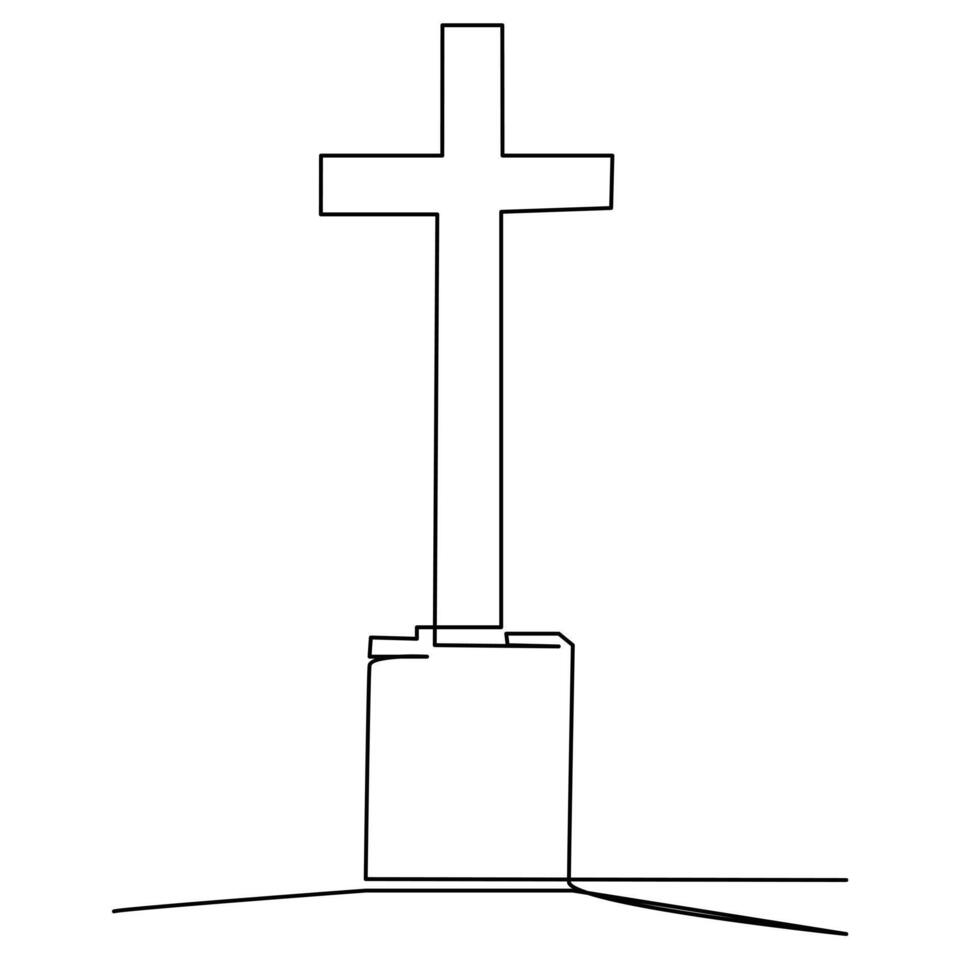 Jesus Christus skizzieren gut Freitag kontinuierlich Single Linie und Ostern Tag Kreuz Gliederung Vektor Kunst Zeichnung und Illustration