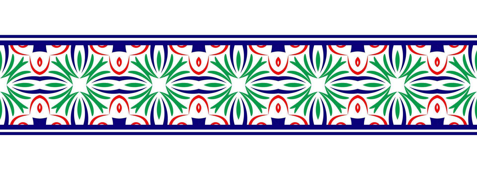 gräns linje sömlös bakgrund. dekorativ design sömlös dekorativ mosaik- gräns mönster. islamisk, indian, arabicum motiv. abstrakt blomma. vektor illustration