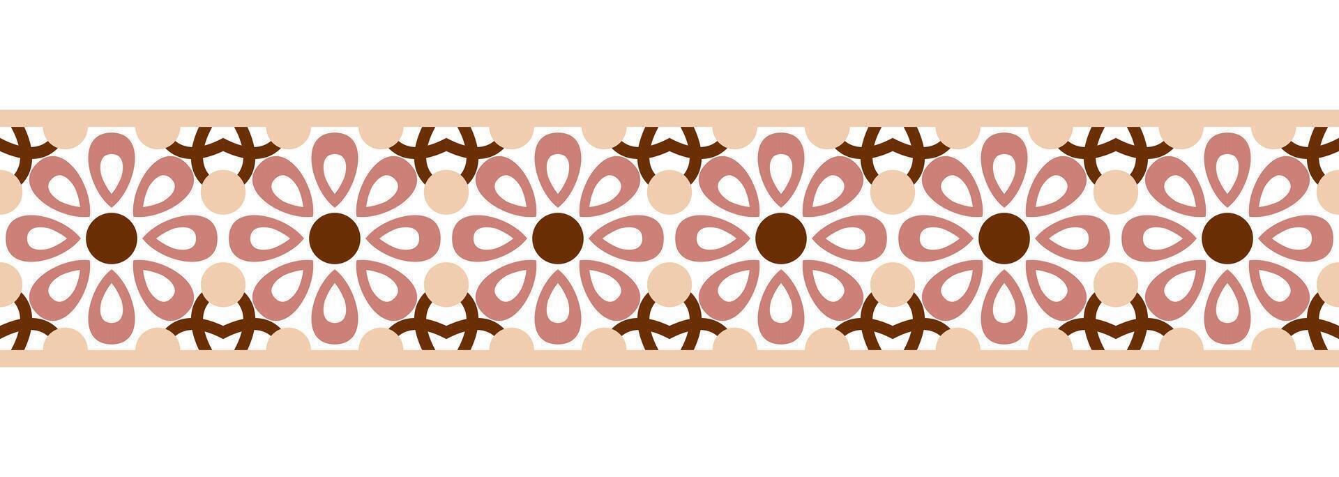 gräns linje sömlös bakgrund. dekorativ design sömlös dekorativ mosaik- gräns mönster. islamisk, indian, arabicum motiv. abstrakt blomma vektor