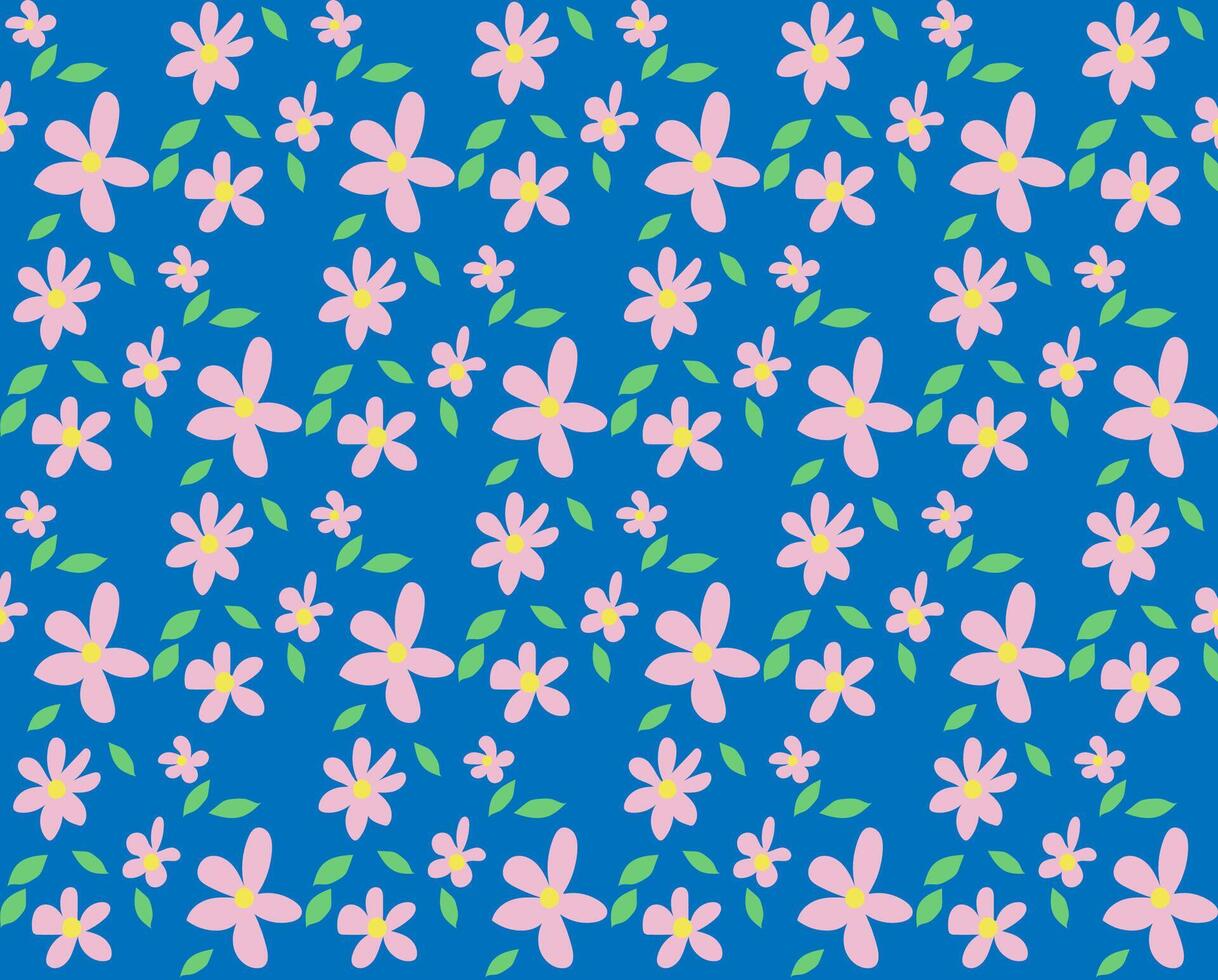 blommig abstrakt prydnad i blå Färg på rosa bakgrund vektor