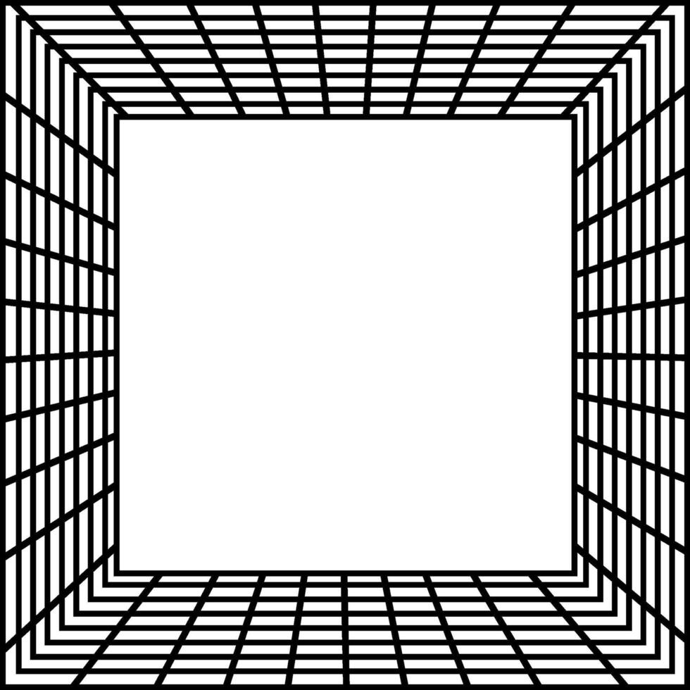 vektor svart ram dekorerad med en geometrisk mönster av rader på en vit bakgrund