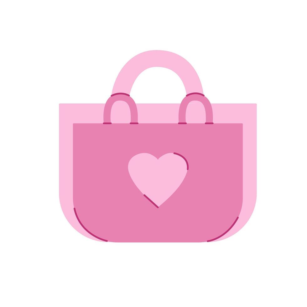 rosa handväska. element av de vår sommar se. Tillbehör för flickor. vektor illustration.