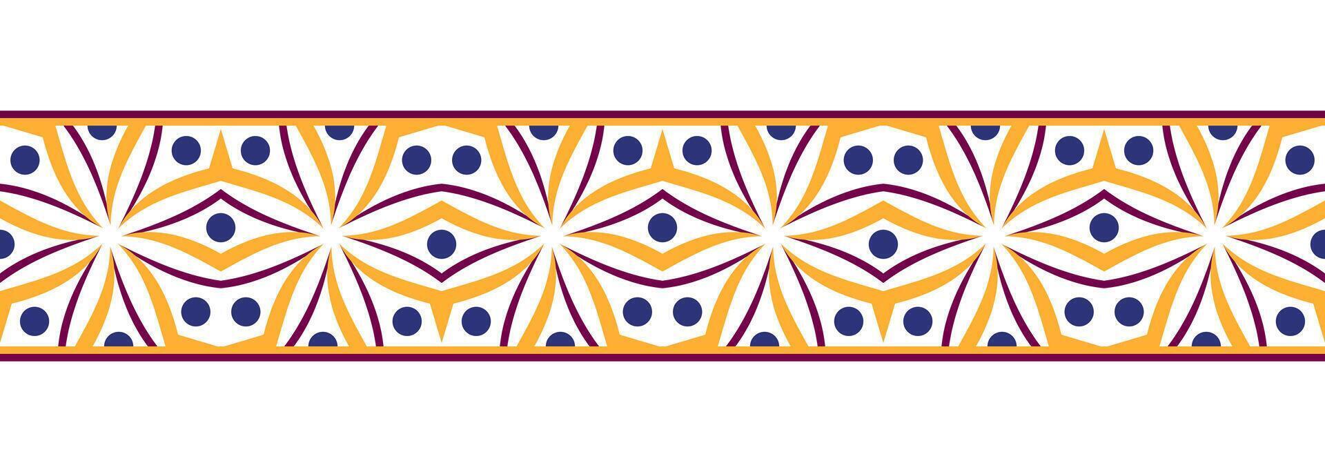 gräns linje sömlös bakgrund. dekorativ design sömlös dekorativ mosaik- gräns mönster. islamisk, indian, arabicum motiv. abstrakt blomma vektor