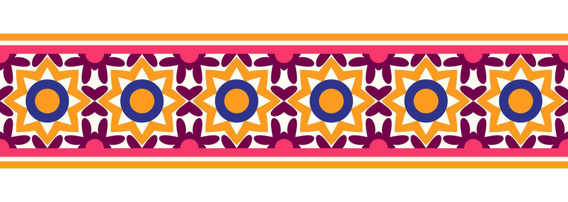gräns linje sömlös bakgrund. dekorativ design sömlös dekorativ mosaik- gräns mönster. islamisk, indian, arabicum motiv. abstrakt blomma. vektor illustration