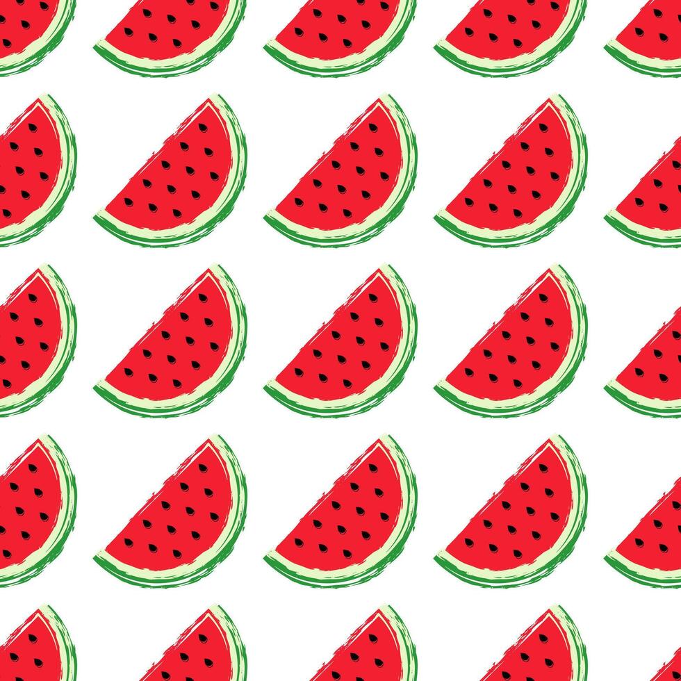 vattenmelon sömlös mönster. frukt och bär sömlös vattenmelon bakgrund. saftig söt mönster. vektor illustration