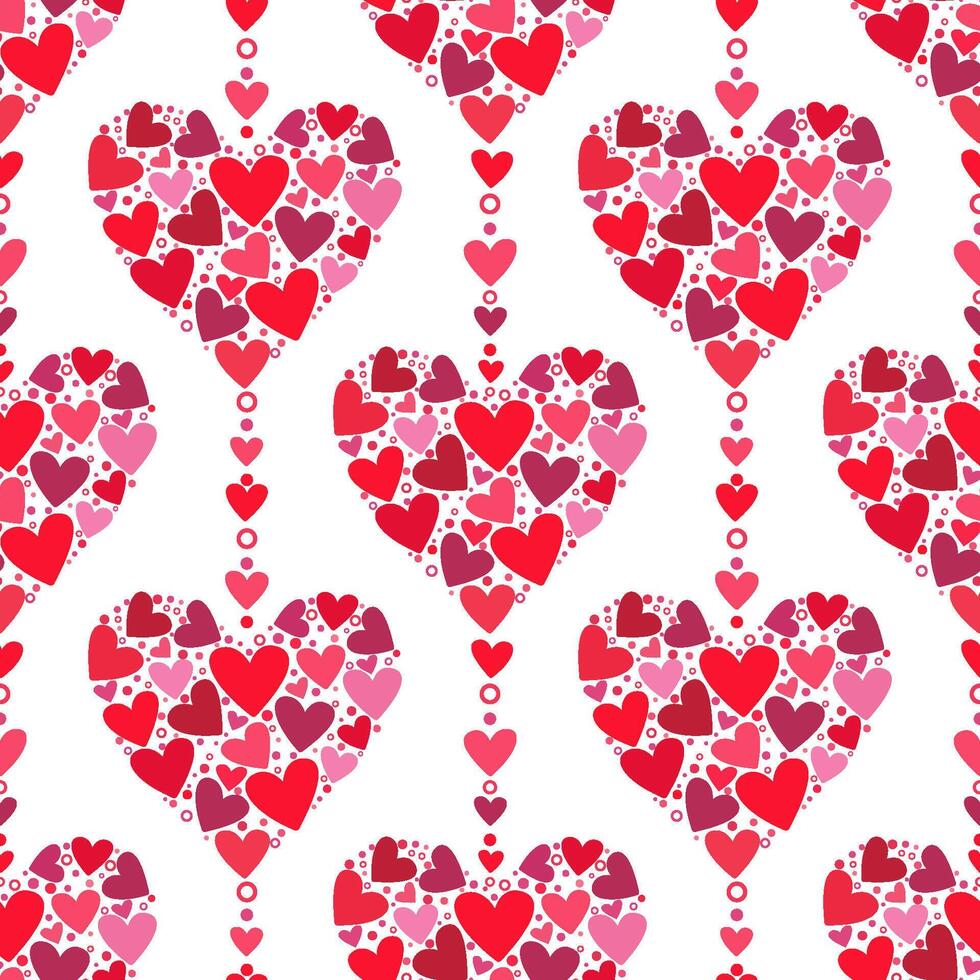 illustration av en sömlös mönster i de form av skön hjärtan. söt romantisk skriva ut med skön hjärtan. de textur av de festlig bakgrund för hjärtans dag, romantisk bröllop design. vektor