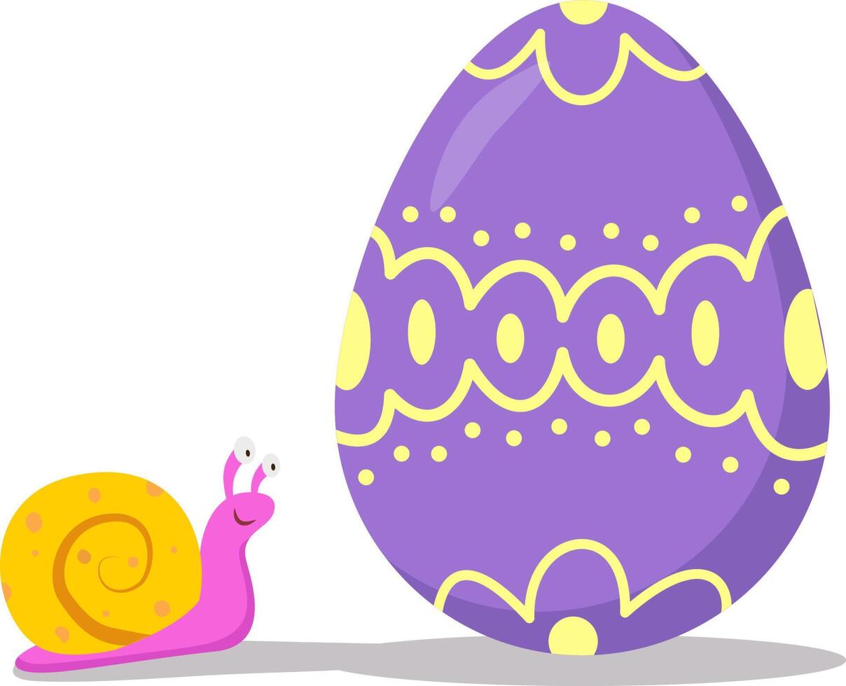 vektor illustration av ett påsk ägg och en snigel. påsk ägg med en skön mönster. vektor isolerat ritning.vykort.a platt illustration dragen förbi hand.