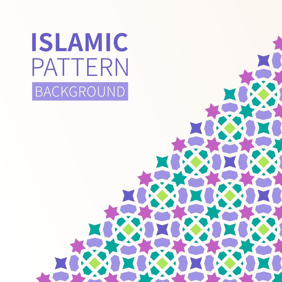 islamisch geometrisch Muster. eid Mubarak Gruß Hintergrund. Arabisch Dekoration Text Vorlage. Ramadan kareem Design bunt Detail von Mosaik. Vektor eben Illustration.