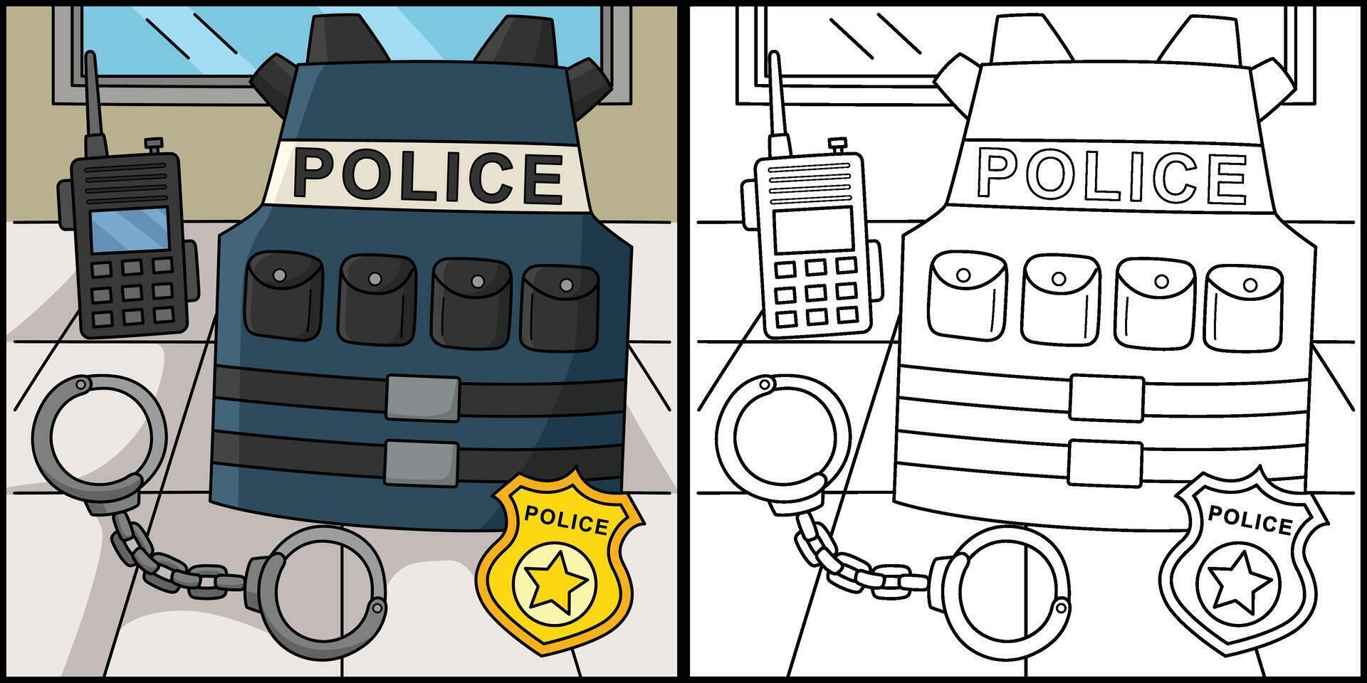 Polizei Offizier Ausrüstung Färbung Illustration vektor