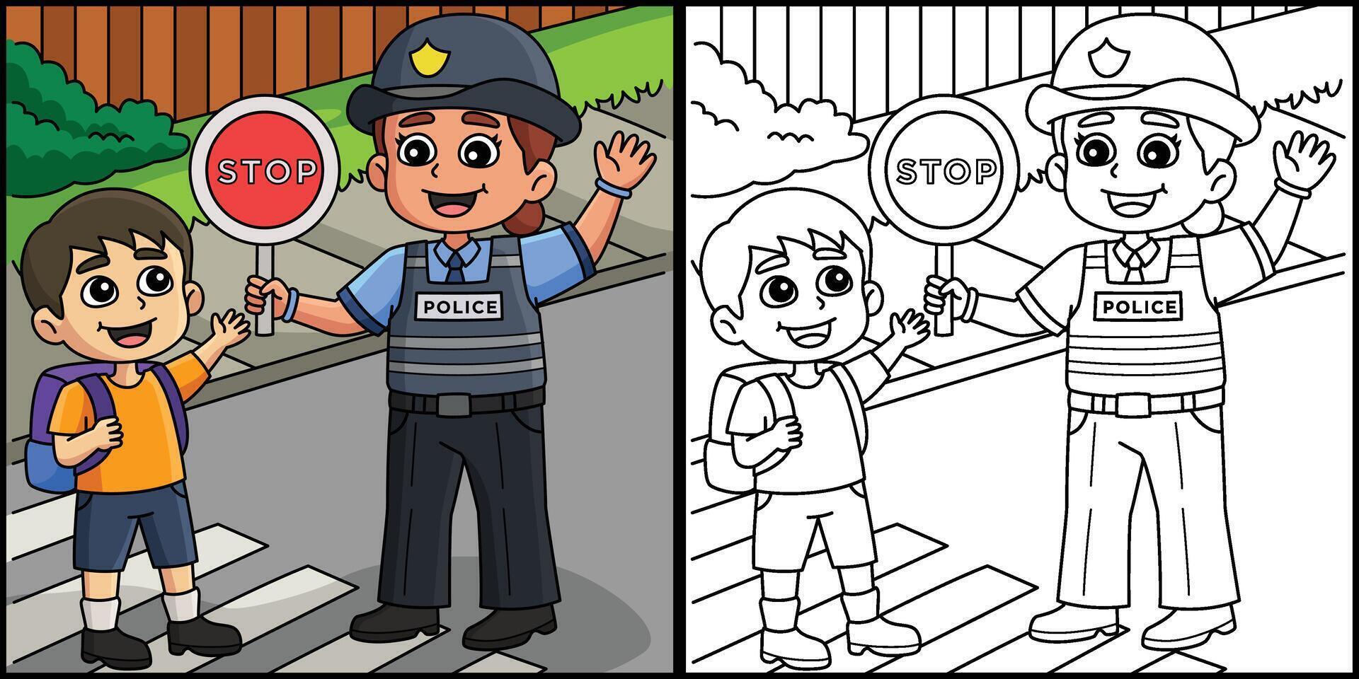 Polizei der Verkehr Offizier Färbung Seite Illustration vektor