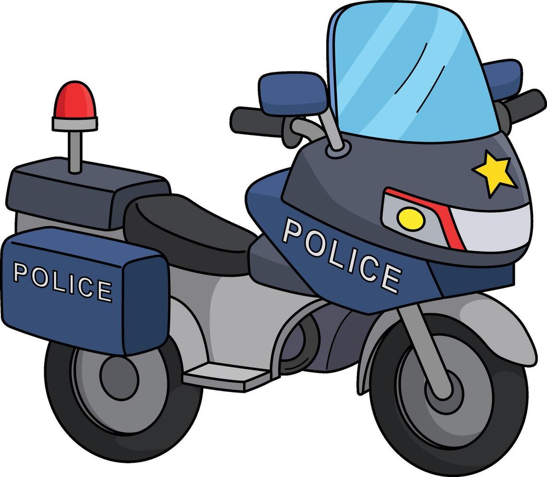 Polizei Motorrad Karikatur farbig Clip Art vektor