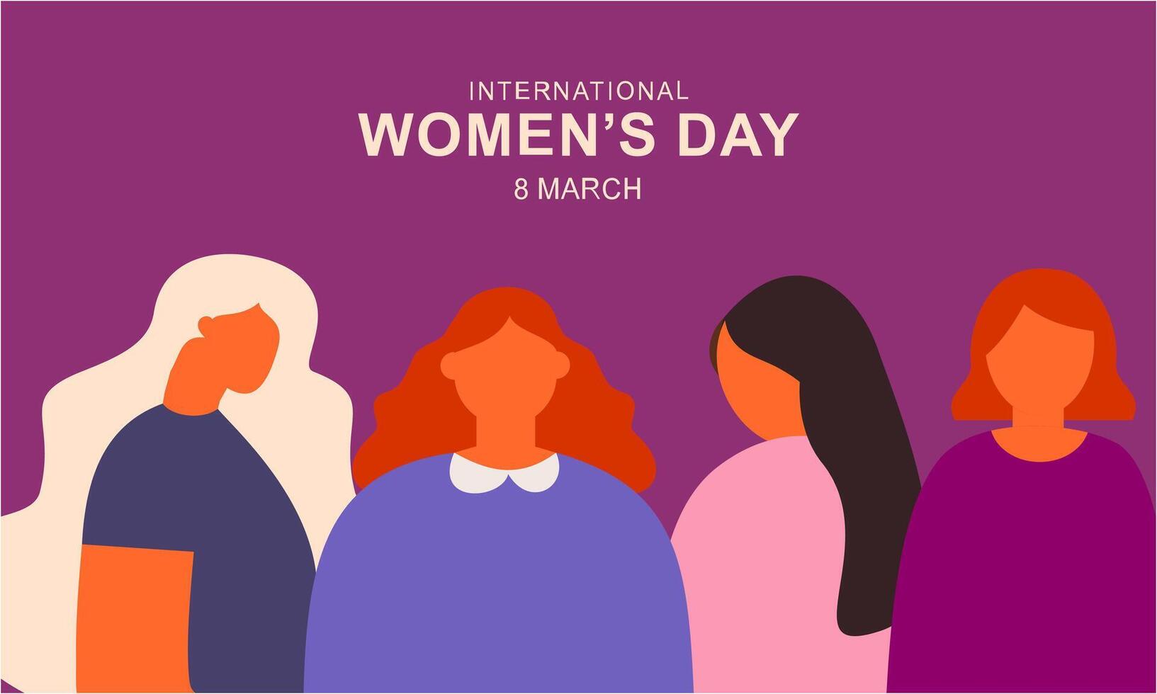 International Frauen Tag. weiblich vielfältig Gesichter von anders ethnische Zugehörigkeit Poster vektor