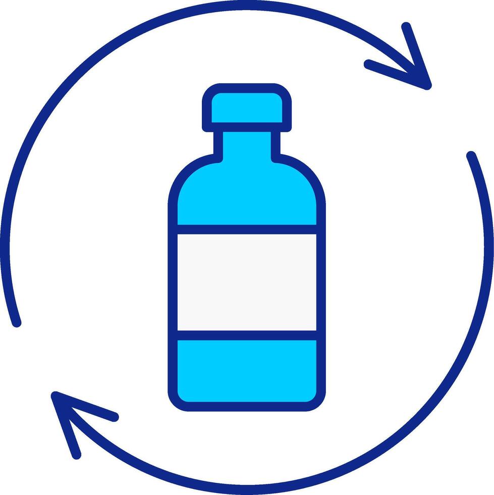 flaska återvinning blå fylld ikon vektor