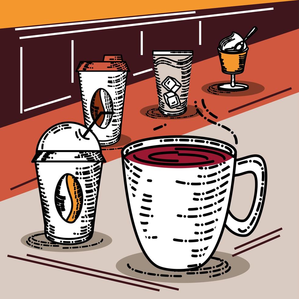 Kaffee verschiedene Zubereitung vektor