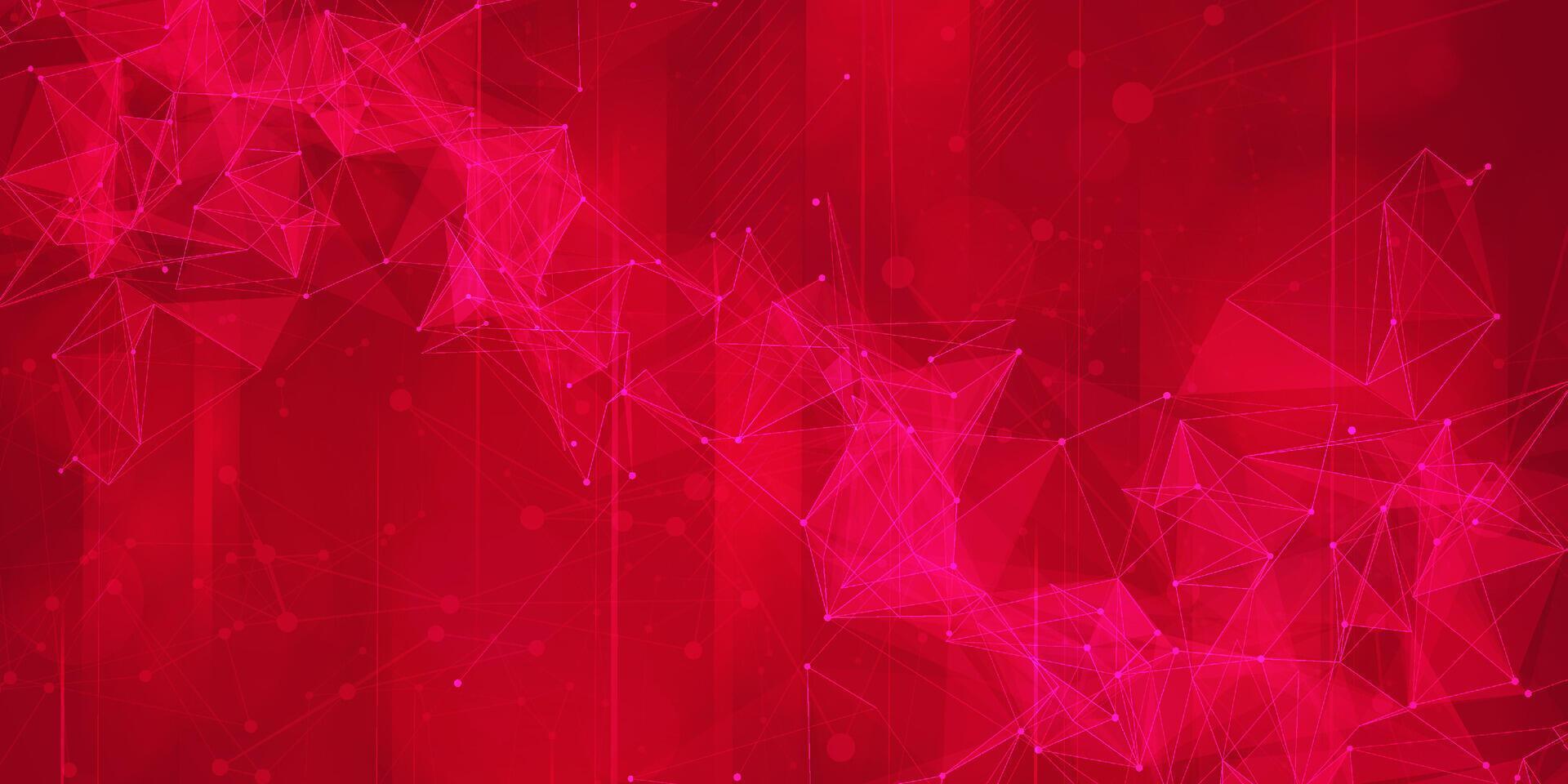 digital teknologi trogen internet nätverk förbindelse röd bakgrund, abstrakt moln cyber information kommunikation, ai stor data vetenskap, innovation framtida teknik, linje punkt illustration vektor 3d