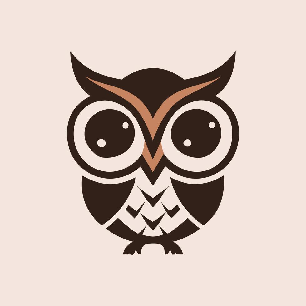 minimalistisk och söt vektor logotyp av ett Uggla